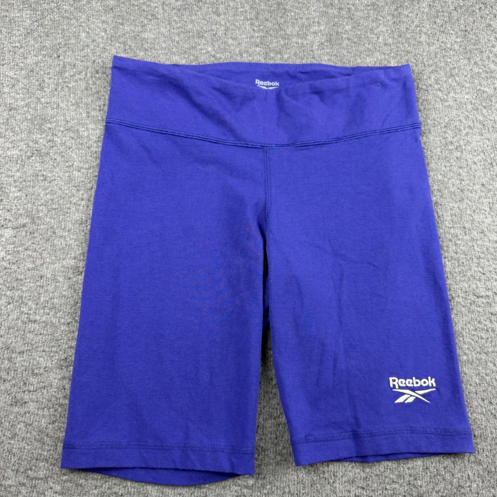 Reebok Women's M Medium Purple Cotton Blend Athletic Biker‎ Shorts Logo Workout